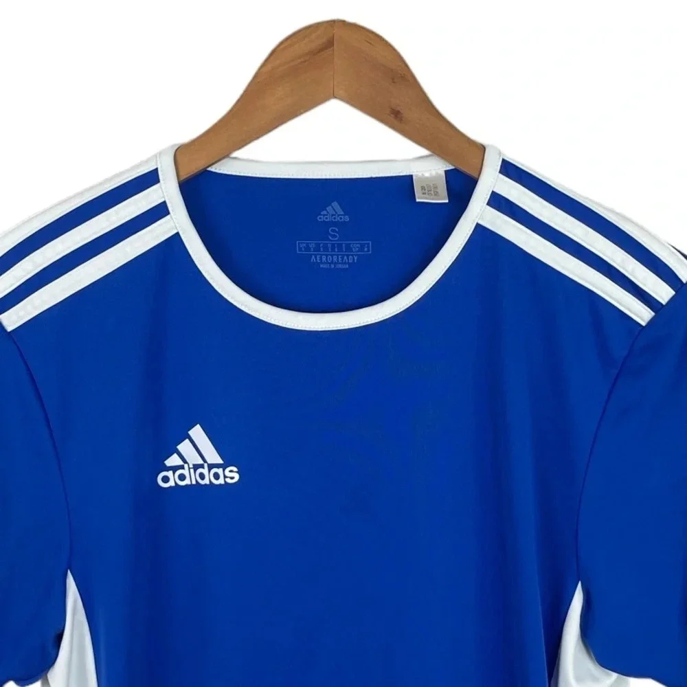 TS73 Mens Adidas Aeroready Athletic 3 Stripe Performance Soccer Jersey S